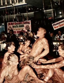 Yes you’re right a 1989 mud wrestling party the magazine sponsored them we had a blast very messy the girls would get totally naked it was legal because they were covered with mud you got a love New Jersey