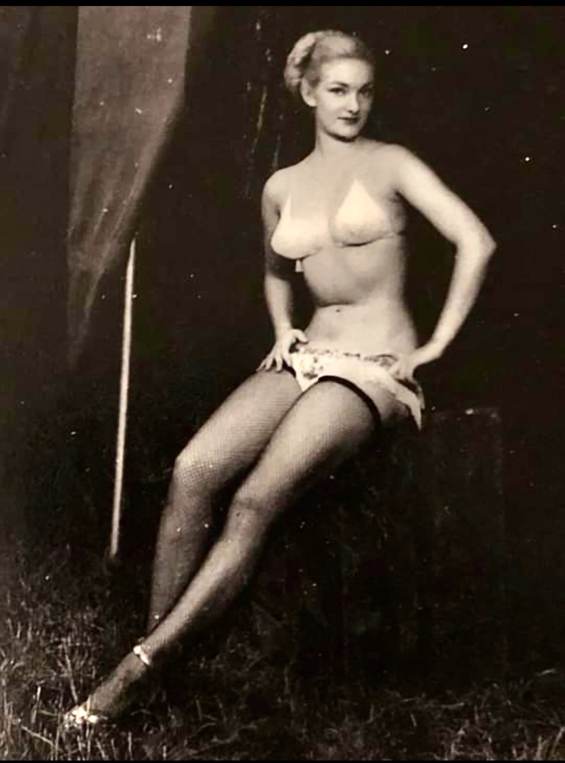 This is Joanna a Russian burlesque girl that worked for the world of mirth in 1949 her and Sal were buddy buddies they spent a lot of time together traveling back-and-forth from Canada to Virginia we all know Sal was gay but he did venture off with this one from what my great uncle Sal told me They all used to put Sals masks on and have a blast With the midget clowns and the fat lady you’ll read this all in the book