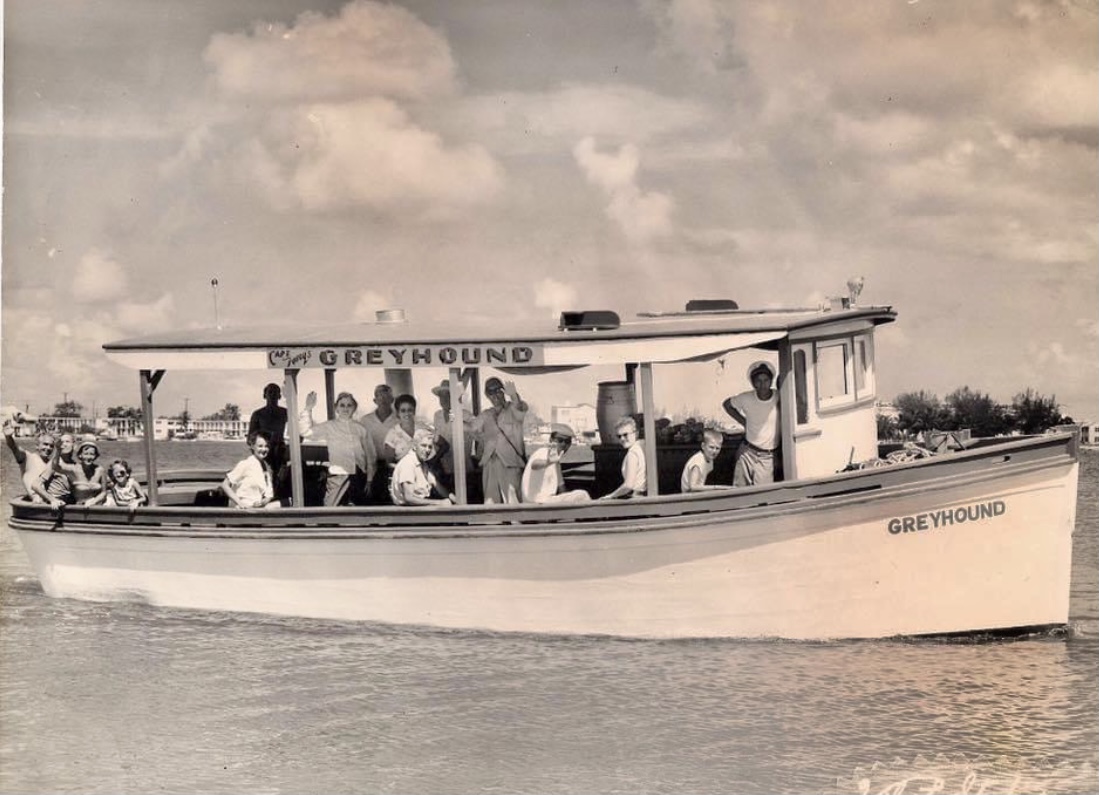 This is my grandfather‘s first boat out of four 1951 the greyhound besides taking charters out and a lot of private gambling parties He was smuggling in and out of San Diego Bay in Cuba he eventually started working for the CIA bringing spies and important people back-and-forth to Cuba I’m just scraping the tip of the iceberg they made a movie about it