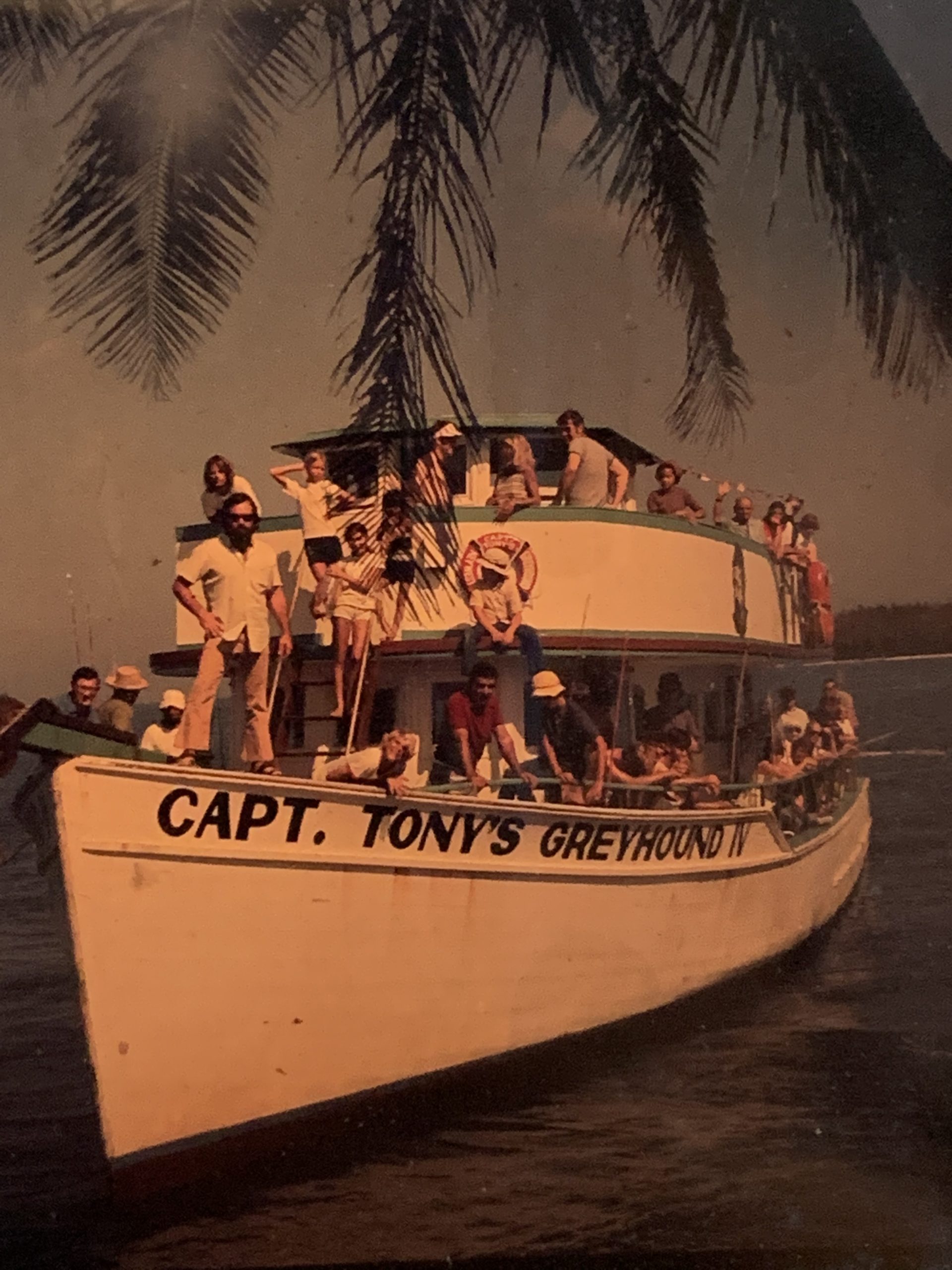 A long story cut very short this was my grandfathers fourth and last boat the greyhound lV he had to scuttle the third one and jump in to his life boat with 2 CIA agents probably a case of rum and some important paperwork beside this boat took people out Fishing to the Dry Tortugas for some amazing fishing trips to his secret fishing spots my grandfather knew about, They also had some epic partys on this boat I heard stories I was on this boat in 68 Everybody was smoking weed and drinking pena coladas Margaritas and a lot of shots this little story right here goes with the next photo