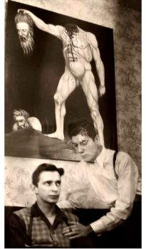 Sal’s first double exposure With one of his paintings in the background 1929